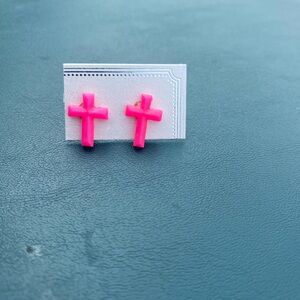 Pink Cross Earrings